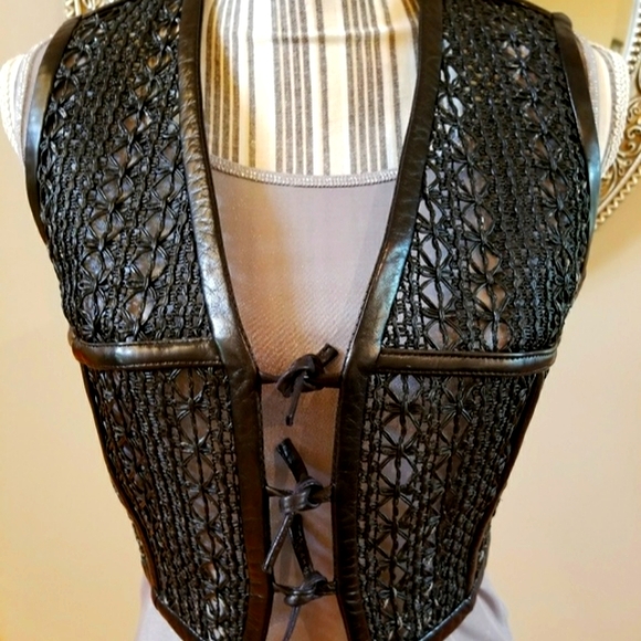 Barbara Bui Jackets & Blazers - Barbara Bui Black Leather Trim Tie Vest